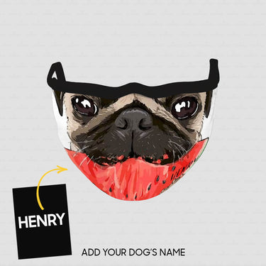 Personalized Dog Gift Idea - Pug Eating Watermelon Zoom In For Dog Lovers - Cloth Mask